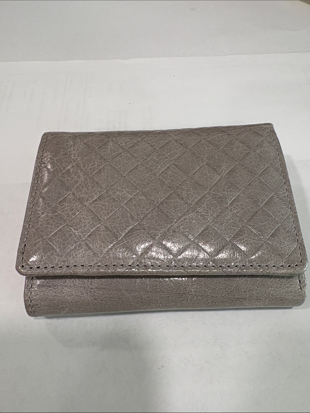 Hobo Gray Leather Braided? Tri fold Wallet—Brand New W/O Box—COMPACT—Beautiful!